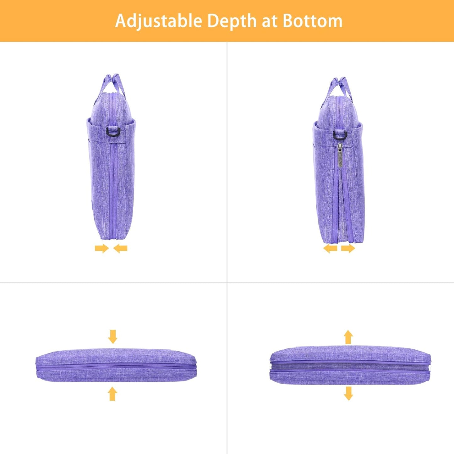 Laptop Shoulder Messenger Bag Compatible with Macbook Air/Pro,13-13.3 Inch Notebook,Compatible with Macbook Pro 14 Inch M3 M2 M1 Pro Max 2023-2021 with Adjustable Depth at Bottom, Purple